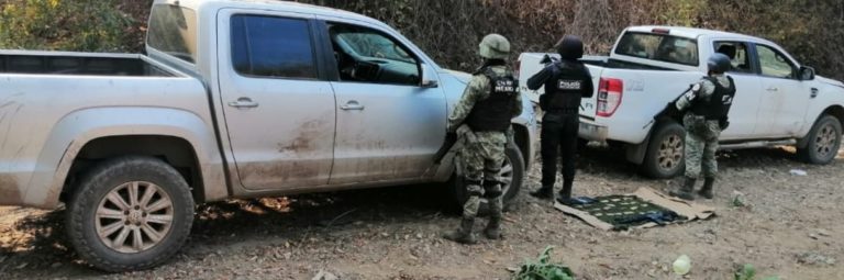 Incautan en Huetamo un arma de fuego, 203 cartuchos y dos vehículos
