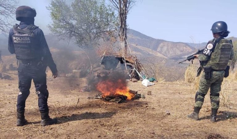 Destruyen en Tiquicheo campamento relacionado en actividades ilícitas