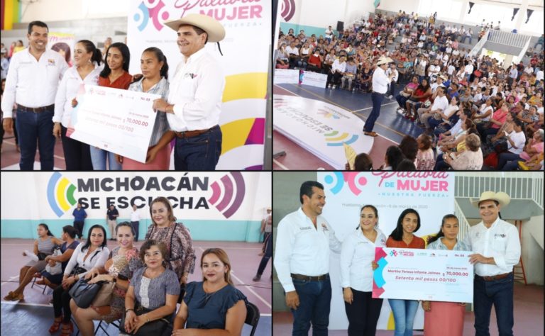 Injusta, sociedad que no respeta a más de la mitad de la población: Silvano Aureoles al entregar créditos de Palabra de Mujer en Huetamo