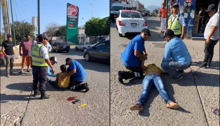 Mujer convulsionó al caerse de un camión en la Avenida Madero Norte de Huetamo