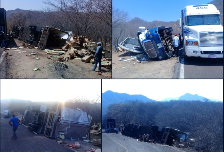 Vuelca tráiler que transportaba sandías en la carretera Huetamo a Churumuco
