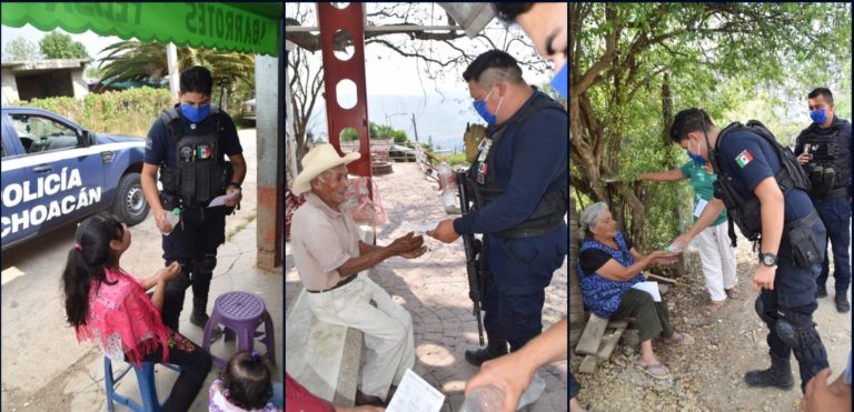 A bordo de 350 patrullas, elementos de Policía Michoacán invitan a la población a quedarse en casa