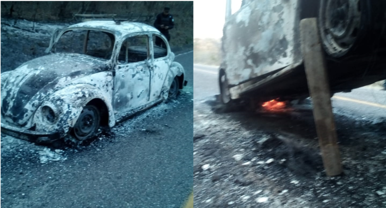 Se incendia vocho en la carretera a San Lucas