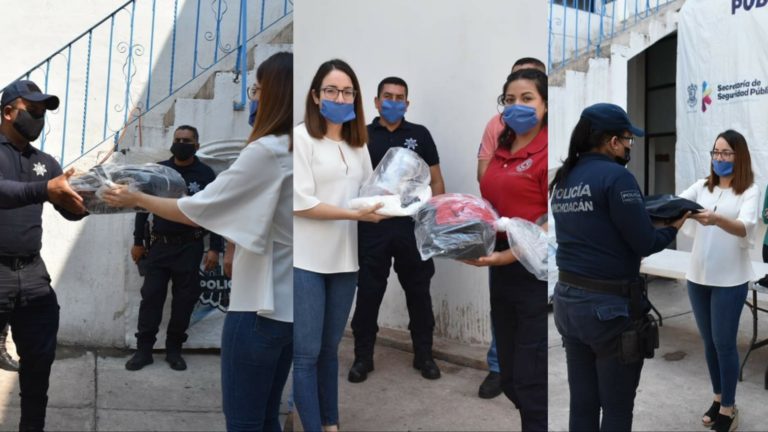 Entrega alcaldesa de Tuzantla uniformes a elementos de la Policía Municipal