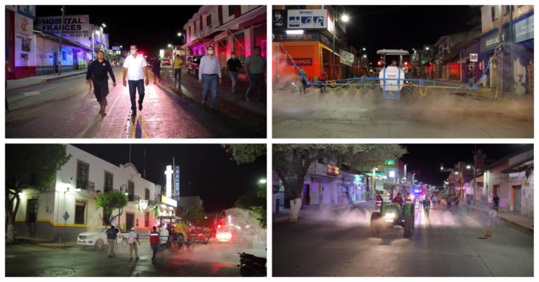 Realizan labores de sanitización en la Avenida Madero de Huetamo