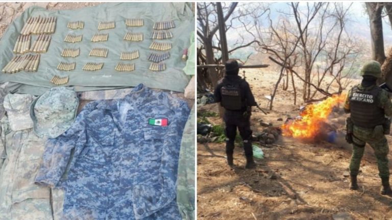 Destruyen en Carácuaro un campamento con droga y más de 200 cartuchos