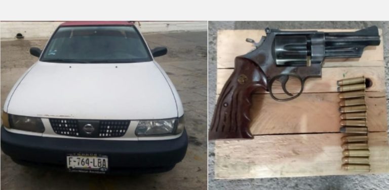 Pareja es detenida en Nocupétaro con taxi robado y un revólver