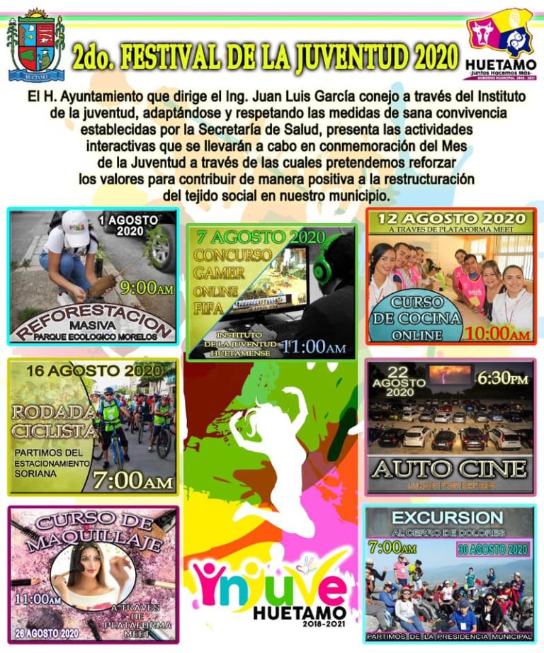 El Instituto de la Juventud de Huetamo invita a las actividades del Segundo Festival de la Juventud 2020