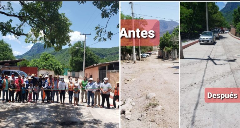 El alcalde de Nocupétaro entrega a la ciudadanía la pavimentación de dos vialidades