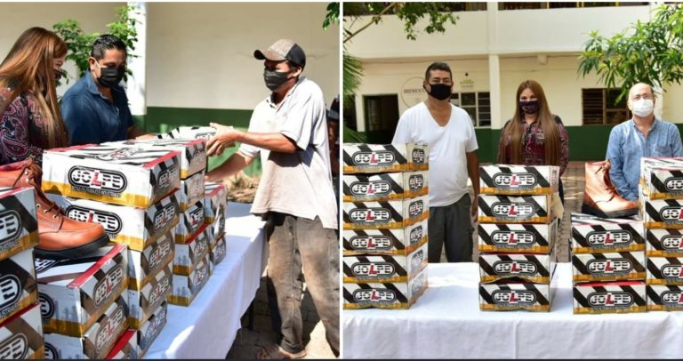 La alcaldesa de Tiquicheo dota de calzado a trabajadores municipales