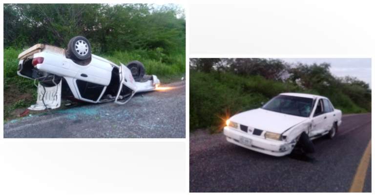 Taxi y Tsuru chocan en la carretera que va a San Lucas, cerca del Tamarindo