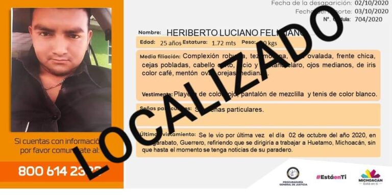 Encuentran en Huetamo a joven reportado como desaparecido en Ciudad Altamirano