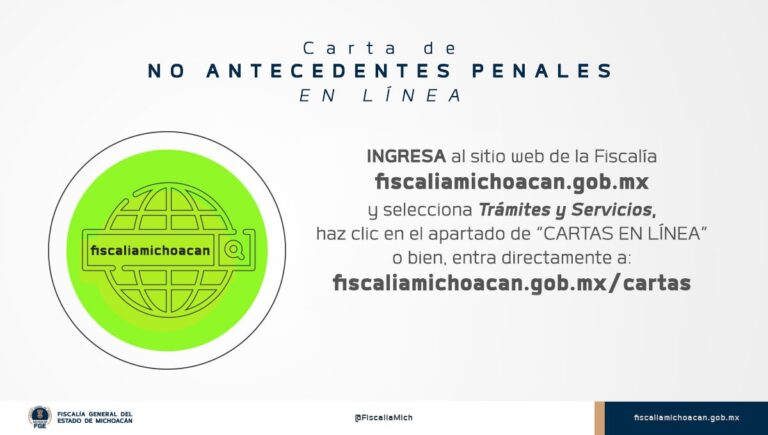 Invita la FGE a tramitar en línea la Carta de No Antecedentes Penales