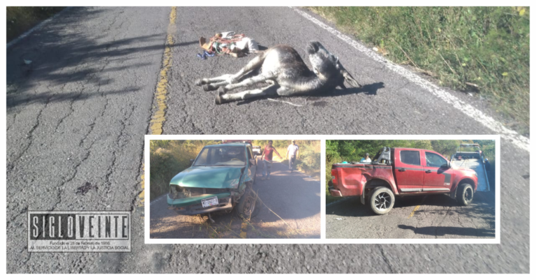 En La Tiringucha, tractocamión provoca choque con dos camionetas y atropellan a un anciano montado en su burro