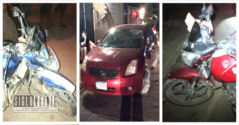 La imprudencia hace que dos motociclistas menores de edad choquen con auto estacionado en Barrio Alto