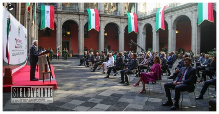 En su segundo informe de gobierno Andrés Manuel López Obrador destaca 95 compromisos cumplidos; continuarán esfuerzos pese a imprevistos asegura