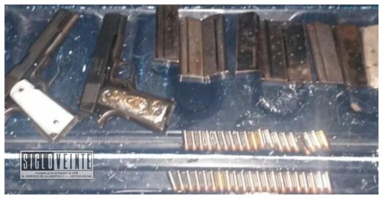 Tres personas fueron detenidas con armas de fuego, cargadores y 40 cartuchos útiles