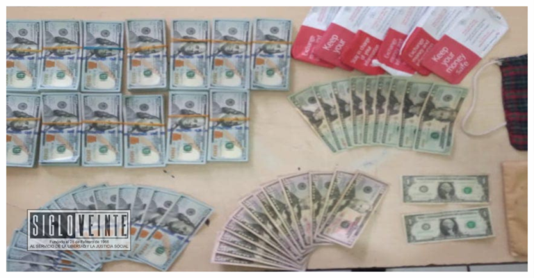 Sujeto fue detenido con más de 67 mil dólares al no acreditar su procedencia