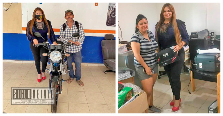 Alcaldesa de Tiquicheo dona moto y computadora