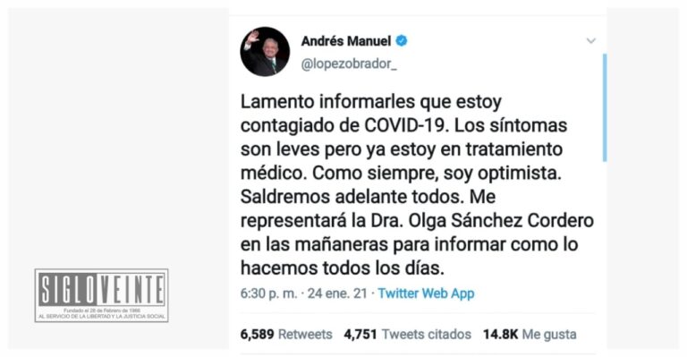 El presidente López Obrador da positivo a COVID-19