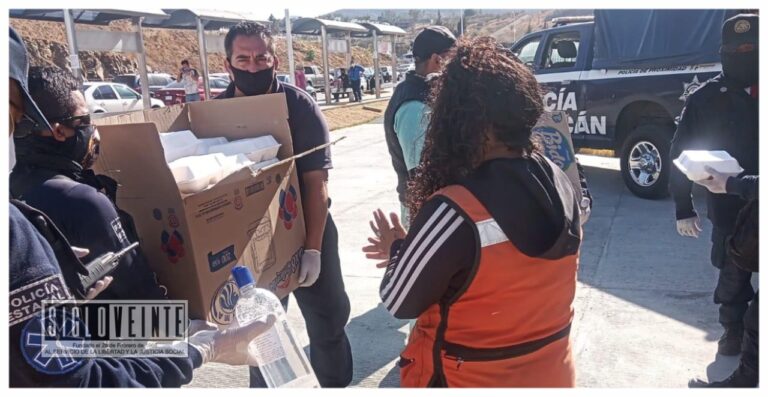 Nuevamente se solidariza Policía Michoacán con familiares de pacientes COVID-19 al entregar alimentos