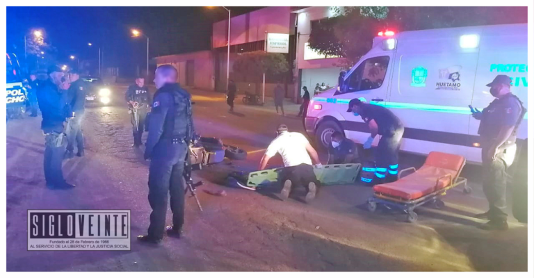 Joven sale disparado de su moto al querer “volarse” un tope en el Libramiento Batallón Huetamo