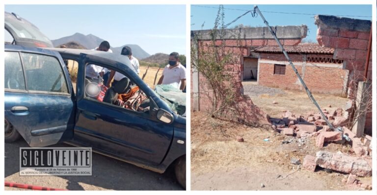 Chofer de vehículo compacto muere al impactarse con barda en la localidad de Los Hornos