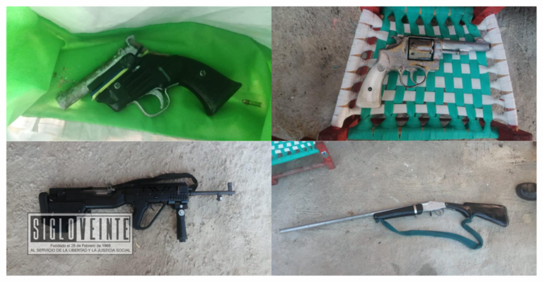 En acción interinstitucional, fueron aseguradas dos personas y seis armas de fuego