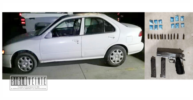 Asegura la SSP y la GN a dos personas en posesión de un arma, cargadores, cartuchos y droga