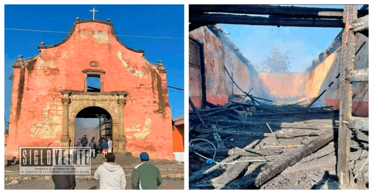 En cenizas quedó la Iglesia de Santiago Apóstol de la localidad de Nurio en el municipio de Paracho