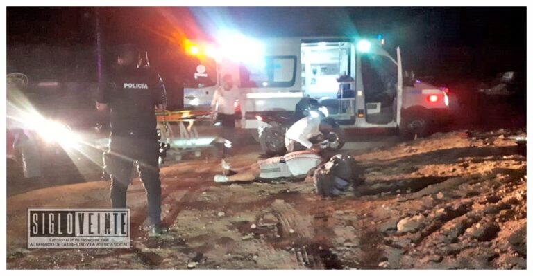 Motociclista resulta lesionado al querer rebasar camioneta en la Avenida Madero Norte