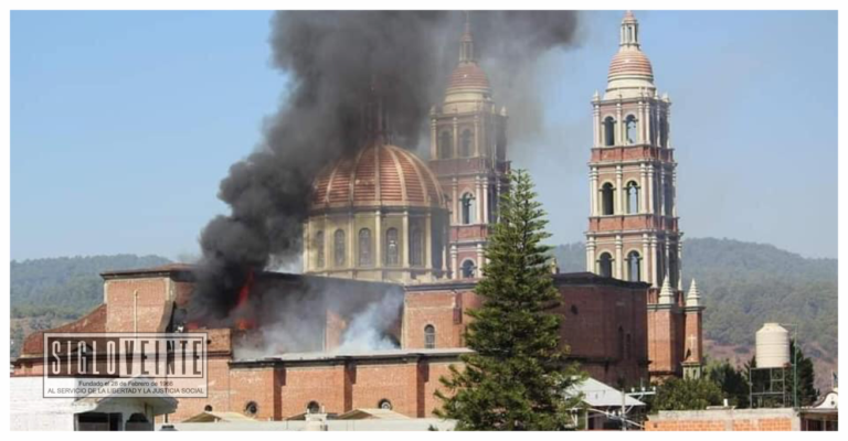 Explosión de cilindro de gas provoca incendio en la parroquia del Señor de Los Milagros en San Juan Nuevo Parangaricutiro