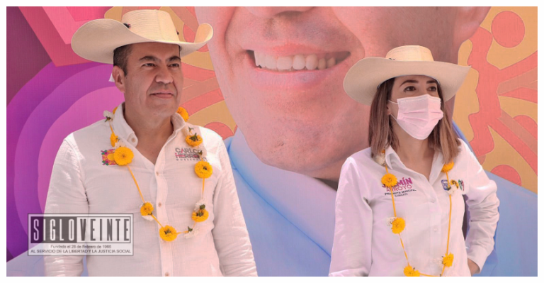 Jazmín Arroyo da la bienvenida en Tuzantla al candidato Carlos Herrera