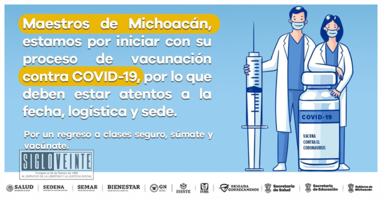 Por iniciar la vacunación contra el COVID-19 en maestros de Michoacán