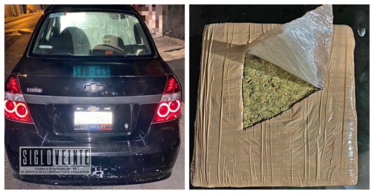 Detienen a dos en posesión de 20 kilos de marihuana