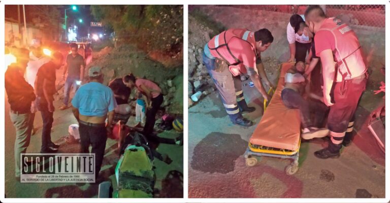Motociclista, esposa e hijos choca su moto en la Avenida Madero Norte
