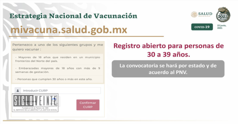 Si tienes de 30 años a 39 años, ya puedes registrarte para recibir la vacuna anti COVID