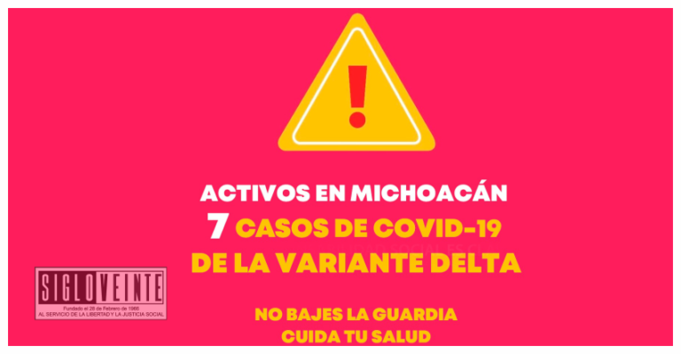 Activos 7 casos de variante Delta de COVID-19 en Michoacán