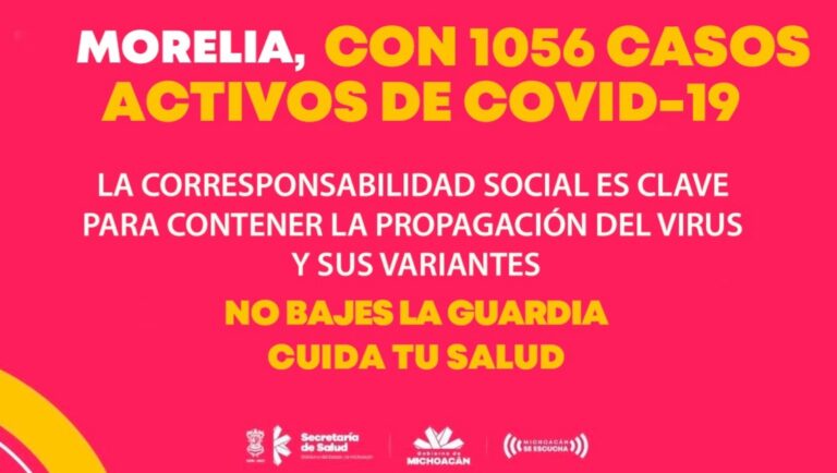 Si viajas a Morelia, debes de saber que es el epicentro de la pandemia con más de mil casos activos de COVID-19