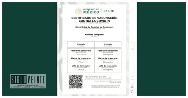 Ya está disponible el certificado de vacunación contra COVID-19 para quienes hayan cumplido su esquema de vacunación