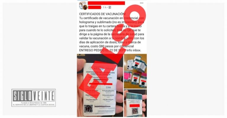 Alertan autoridades sobre venta de falsos certificados de vacunación anti-COVID-19