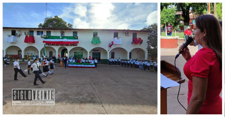 Realizan acto cívico para conmemorar la Independencia de México en Tiquicheo, fue presidido por la alcaldesa Catalina Pérez Negrón