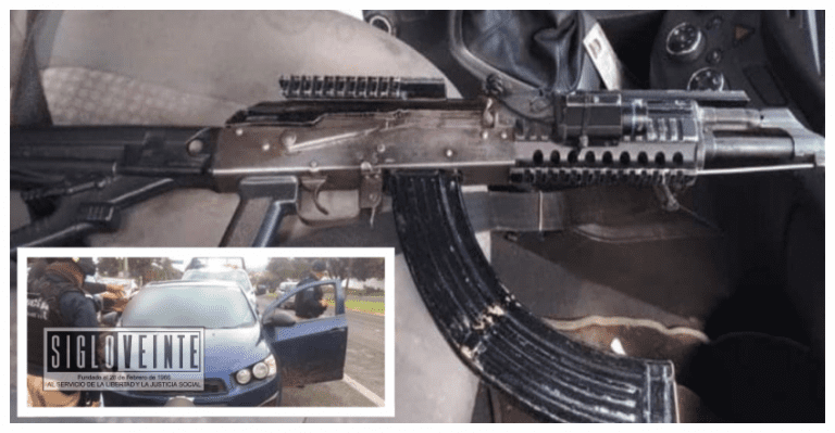 Detienen a pareja que traía un AK-47 y carro robado
