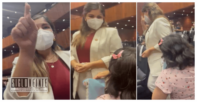Diputada de Morena ignora a mujer que se hincó para pedir quimioterapias para su hijo