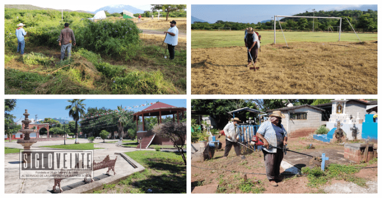 Gobierno de Tiquicheo da mantenimiento a las áreas verdes del municipio