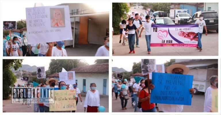 En Huetamo, grupo provida marcha contra de la despenalización del aborto y a favor de la vida
