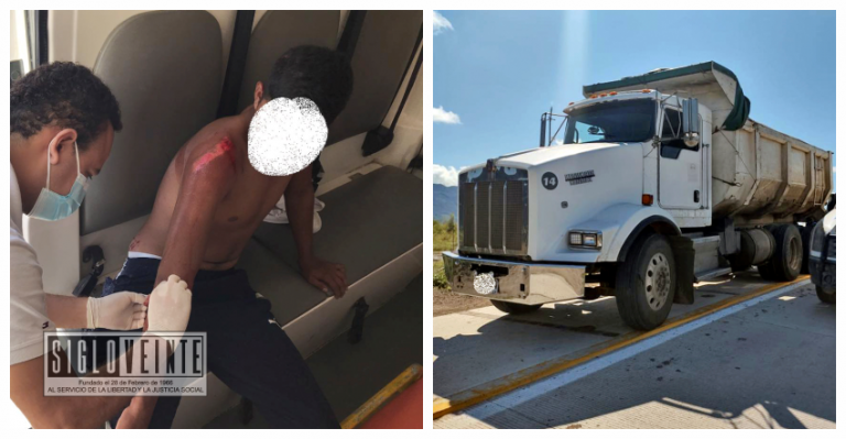 Jovencito choca con camión de volteo en la Avenida Madero Norte