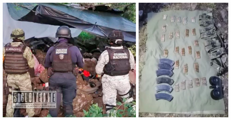 SSP, SEDENA y GN desmantelan campamento usado por célula delictiva