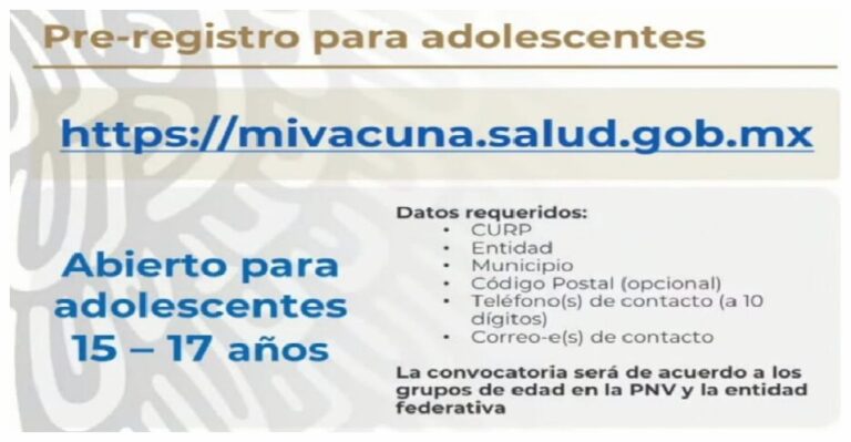 Secretaría de Salud anuncia vacunación contra COVID-19 en menores de 15 a 17 años sin comorbilidades