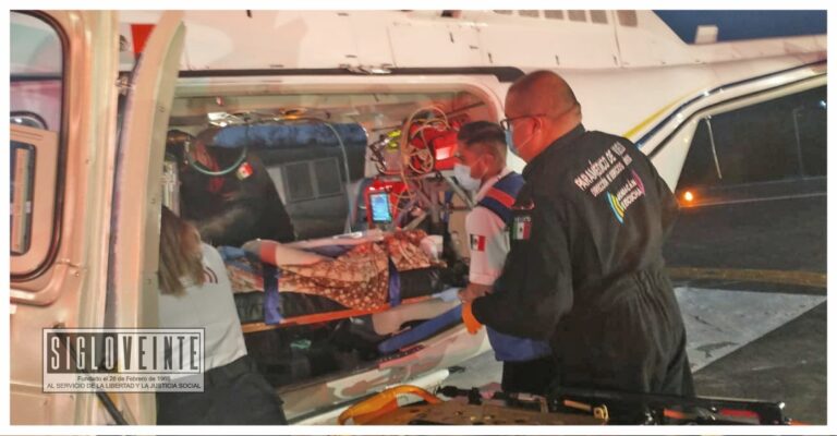 SSP y SSM trasladan a Morelia a una joven motociclista con traumatismo craneoencefálico